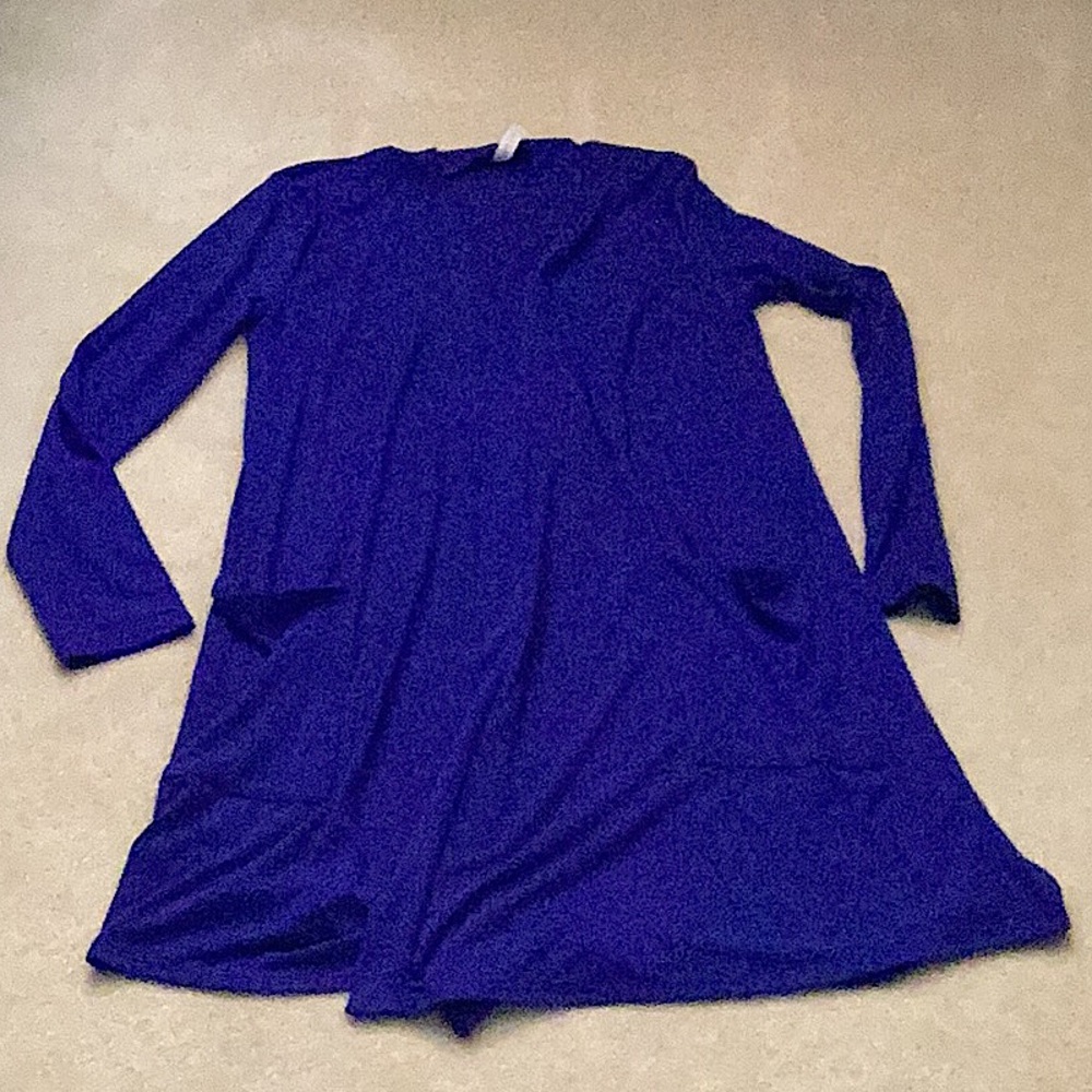 Blue open front sweater